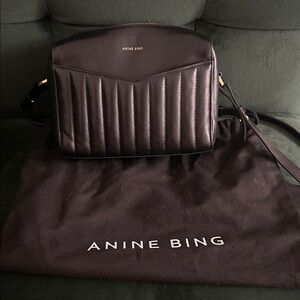 Anine Bing Ellis Quilted Crossbody Bag black